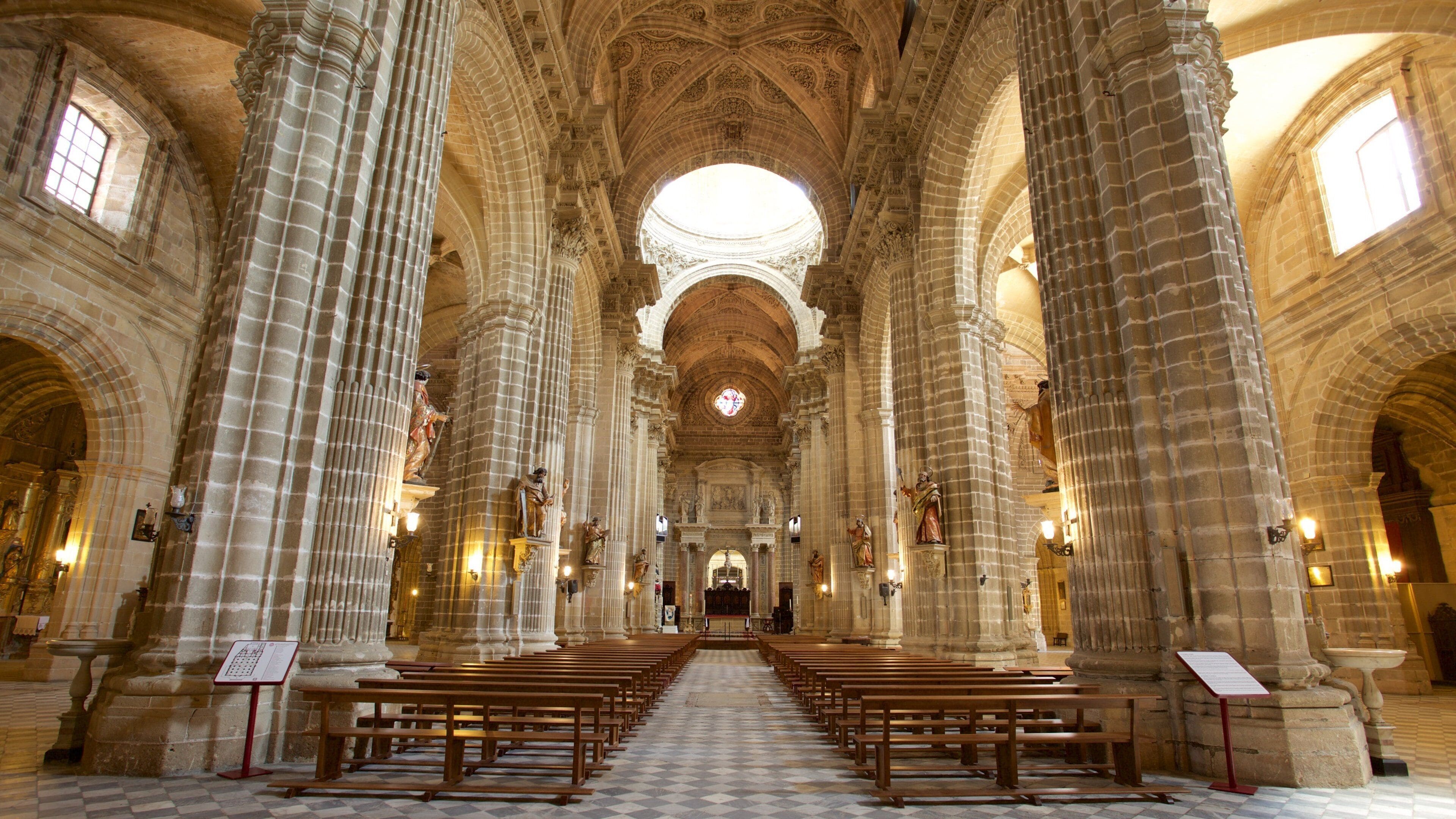 Jerez Cathedral featuring interior views, a church or cathedral and heritage elements