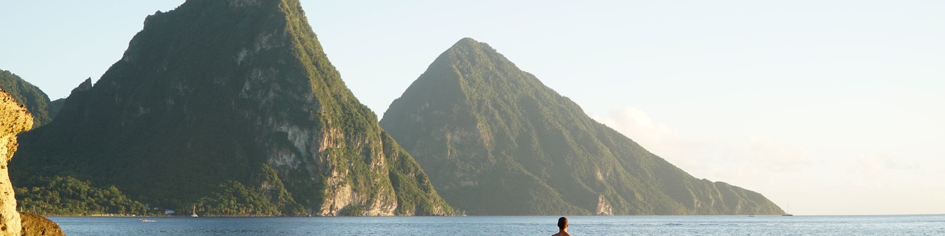 The Piton Mountains on the tropical Caribbean Island Saint Lucia.