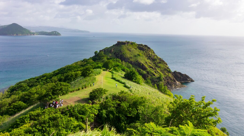 view of Fort Rodney and coast of the island of Saint Lucia