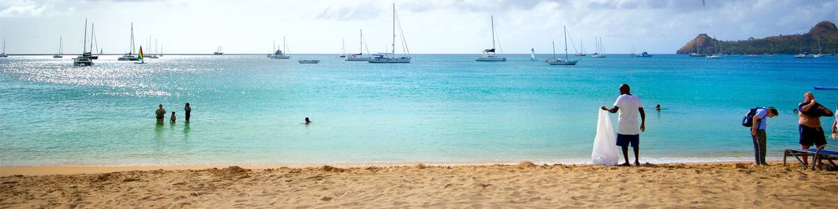 Reduit Beach featuring general coastal views, a bay or harbor and tropical scenes