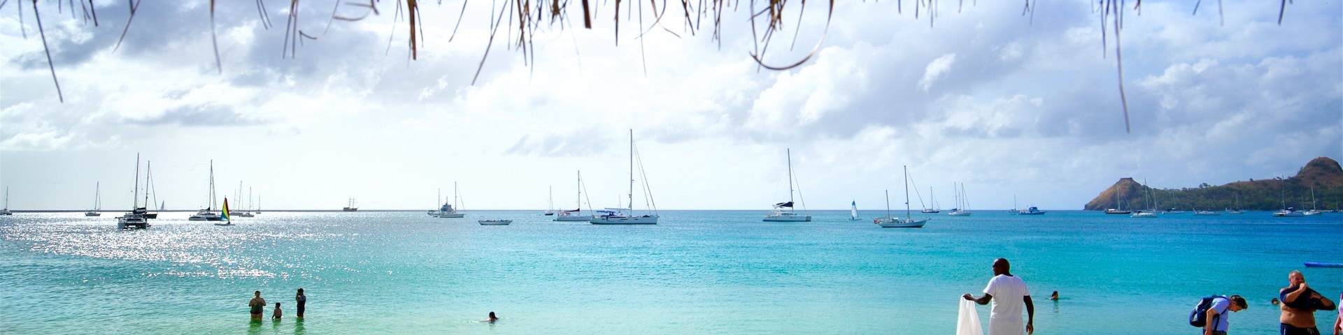 Reduit Beach featuring general coastal views, a bay or harbor and tropical scenes