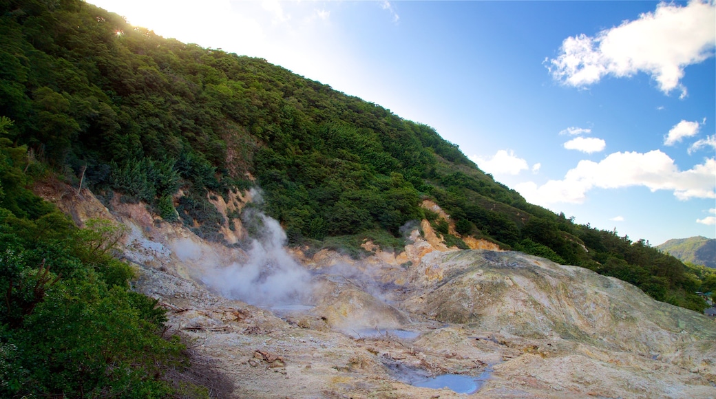 Sulphur Springs which includes a hot spring, tranquil scenes and mist or fog