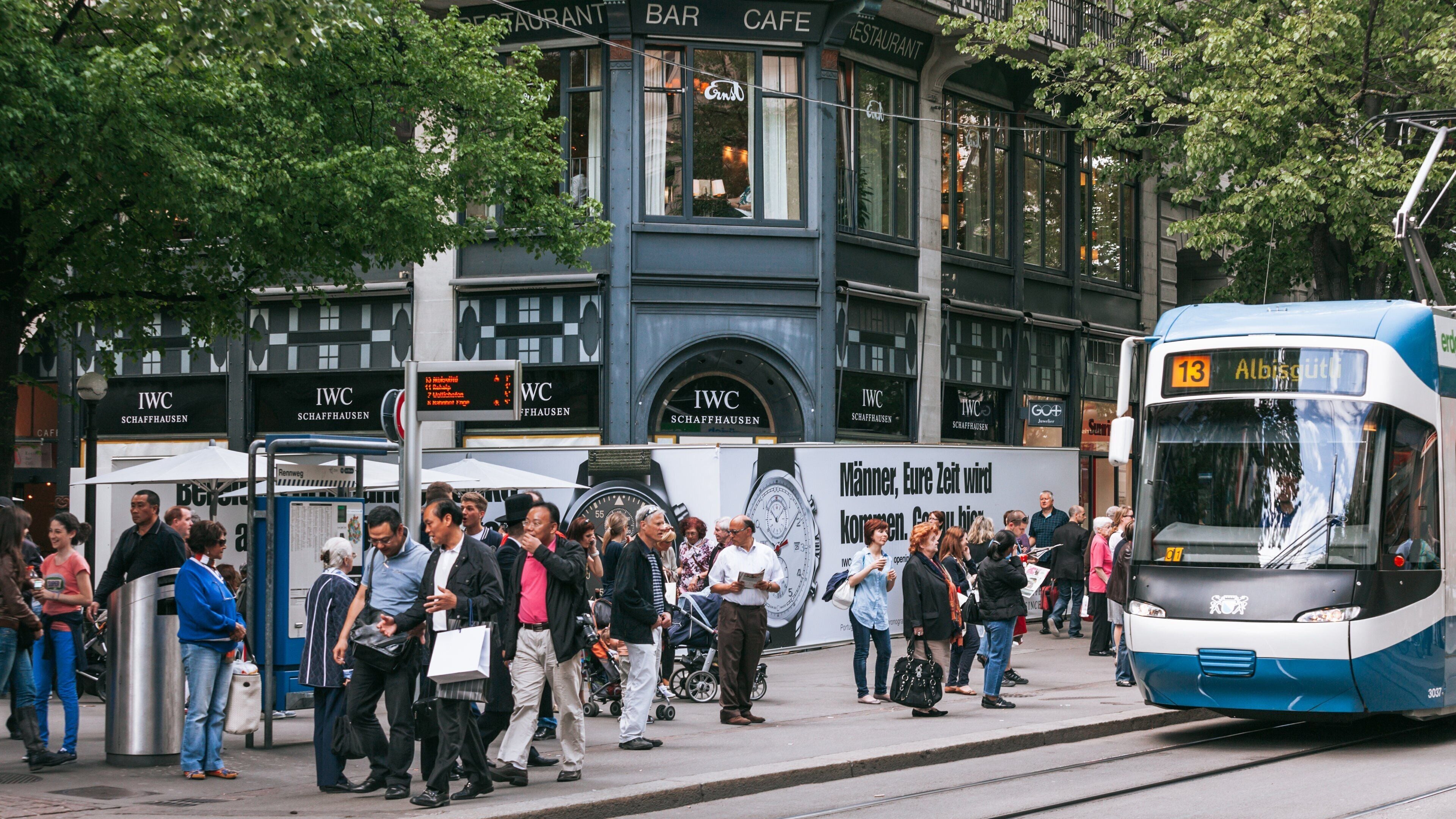 Bahnhofstrasse showing street scenes