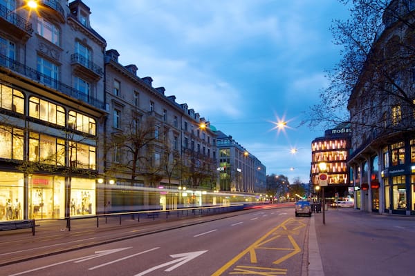 Bahnhofstrasse showing a city and street scenes