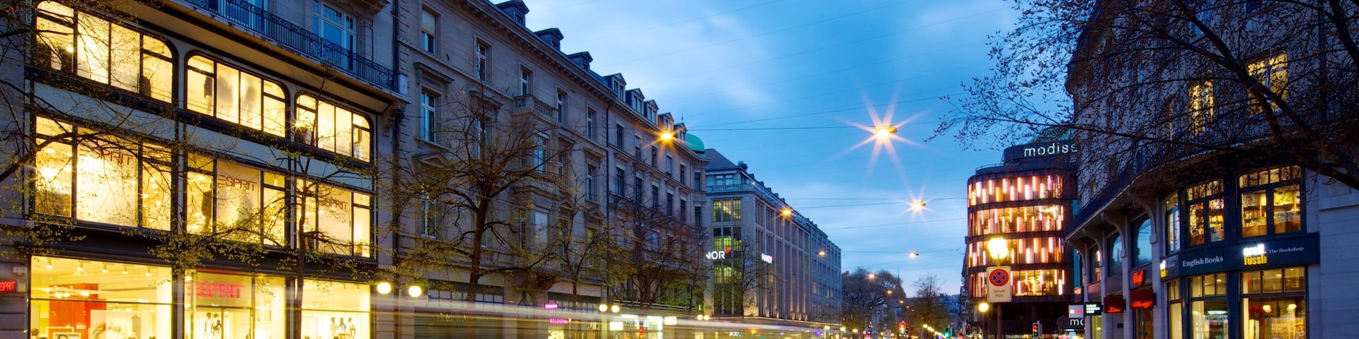 Bahnhofstrasse showing a city and street scenes