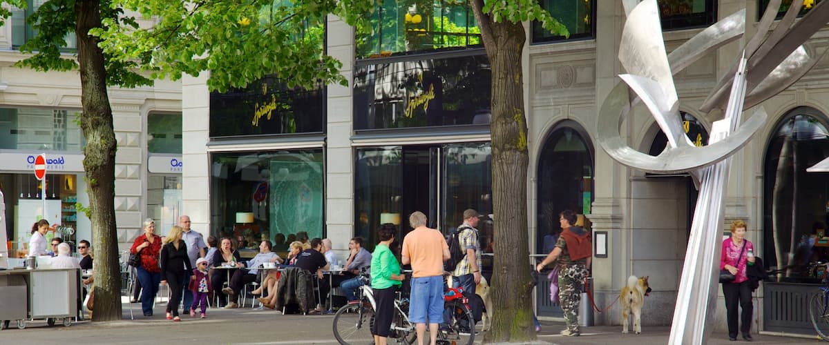 Paradeplatz welches beinhaltet Straßenszenen und Fahrradfahren sowie große Menschengruppe