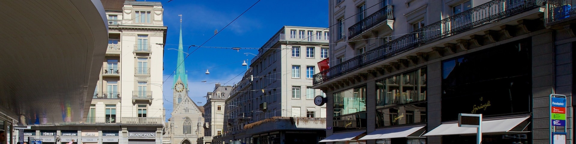 Paradeplatz featuring a city, a church or cathedral and street scenes