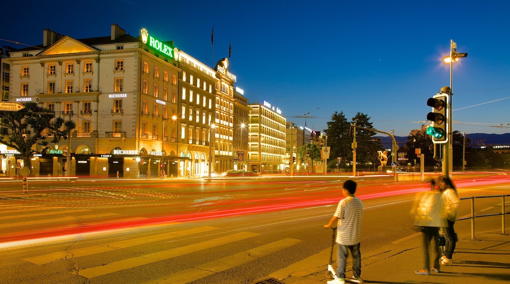 Patek Philippe Watch Museum showing street scenes, night scenes and a city