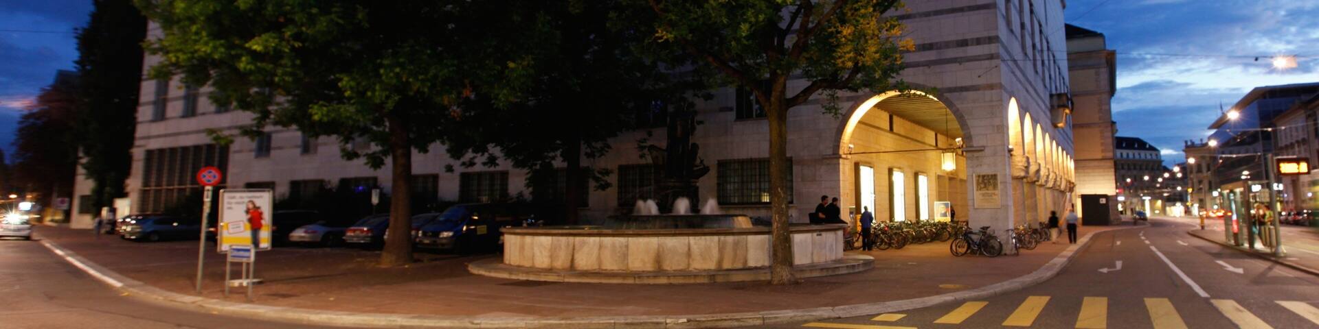 Basel Art Museum which includes street scenes and night scenes