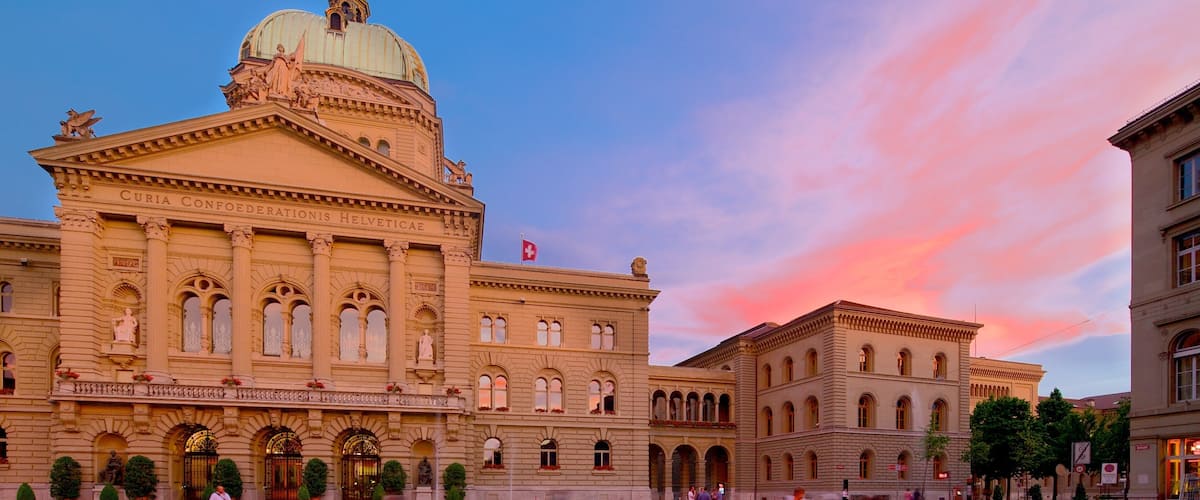 Bundeshaus どの含み 行政建造物, 夕焼け と 遺跡