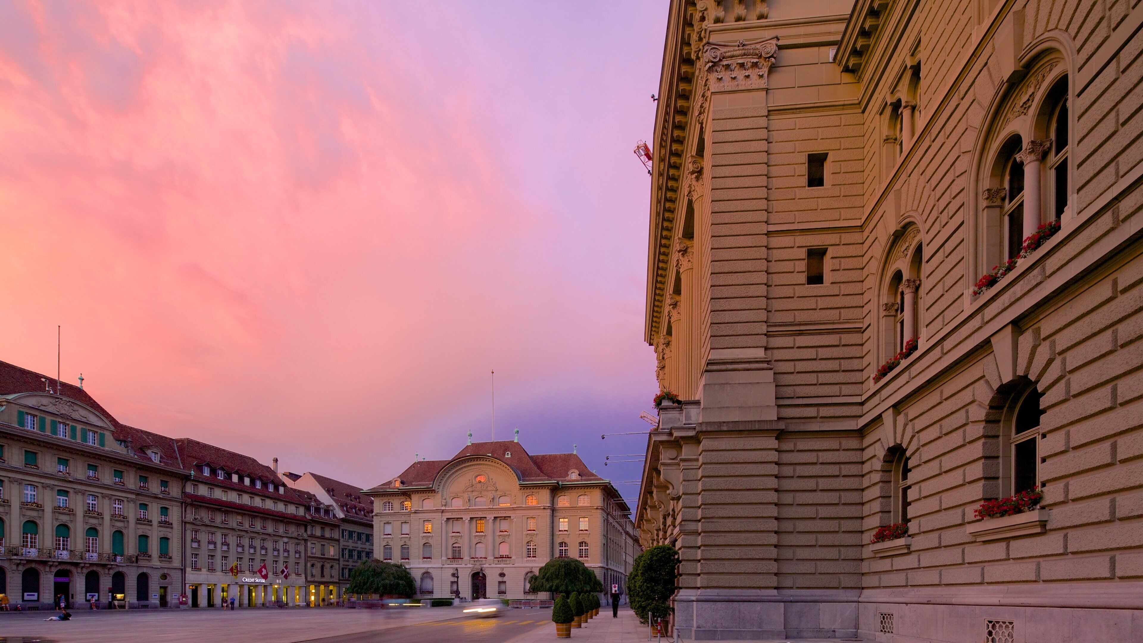 Bundeshaus featuring a sunset, heritage architecture and street scenes