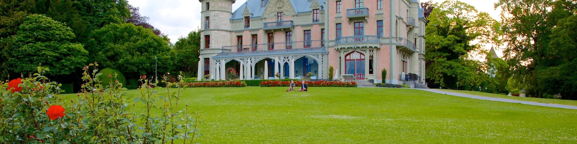Schadaupark featuring chateau or palace, heritage architecture and a garden