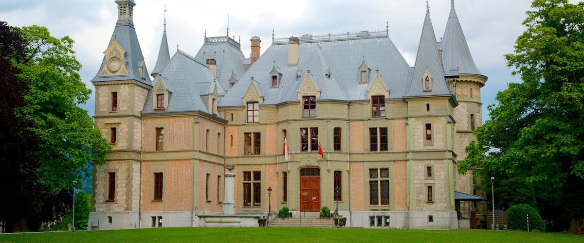 Parc de Schadau qui includes patrimoine architectural, jardin et château