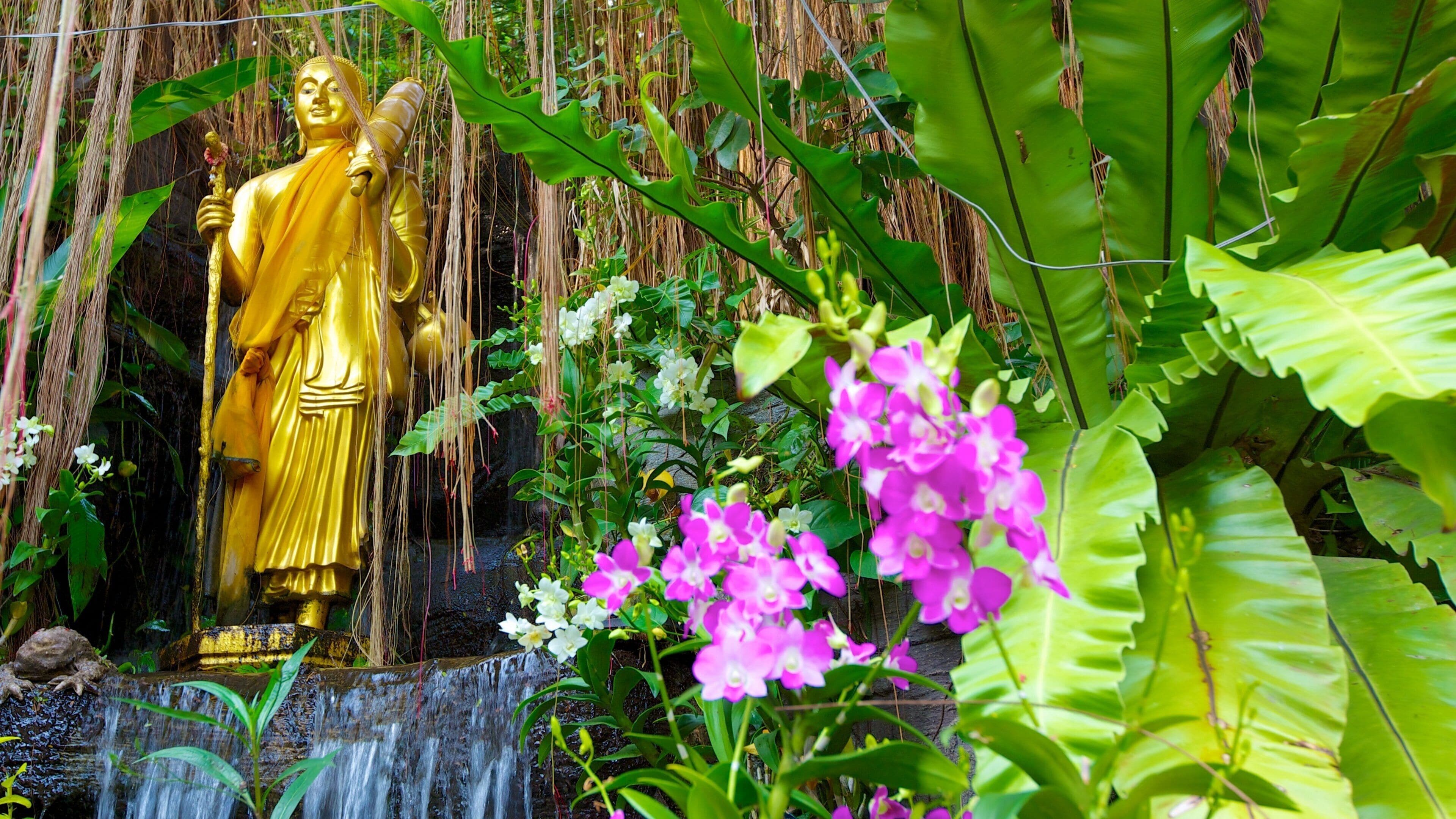 วัดสระเกศ แสดง ดอกไม้ และ อนุสาวรีย์หรือรูปปั้น
