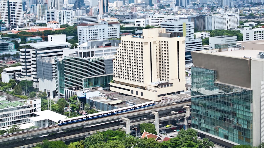 Siam square shopping areas with Skytrain , Bangkok