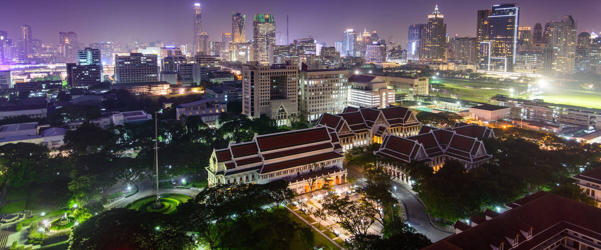Night view of Chulalongkorn University in Bangkok, Thailand