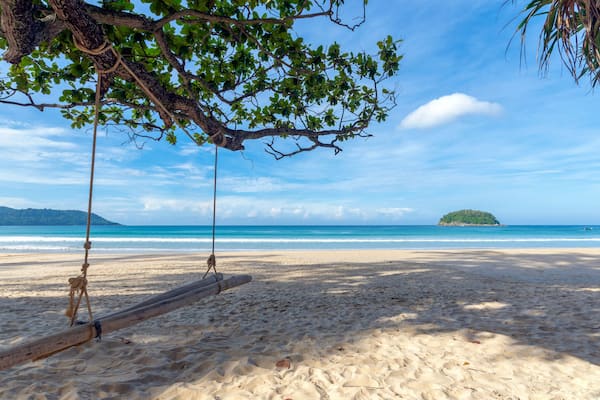 Wooden swing at Kata Beach, Phuket, Thailand on a beautiful day, Shutterstock ID 1293091345, Purchase Order: -