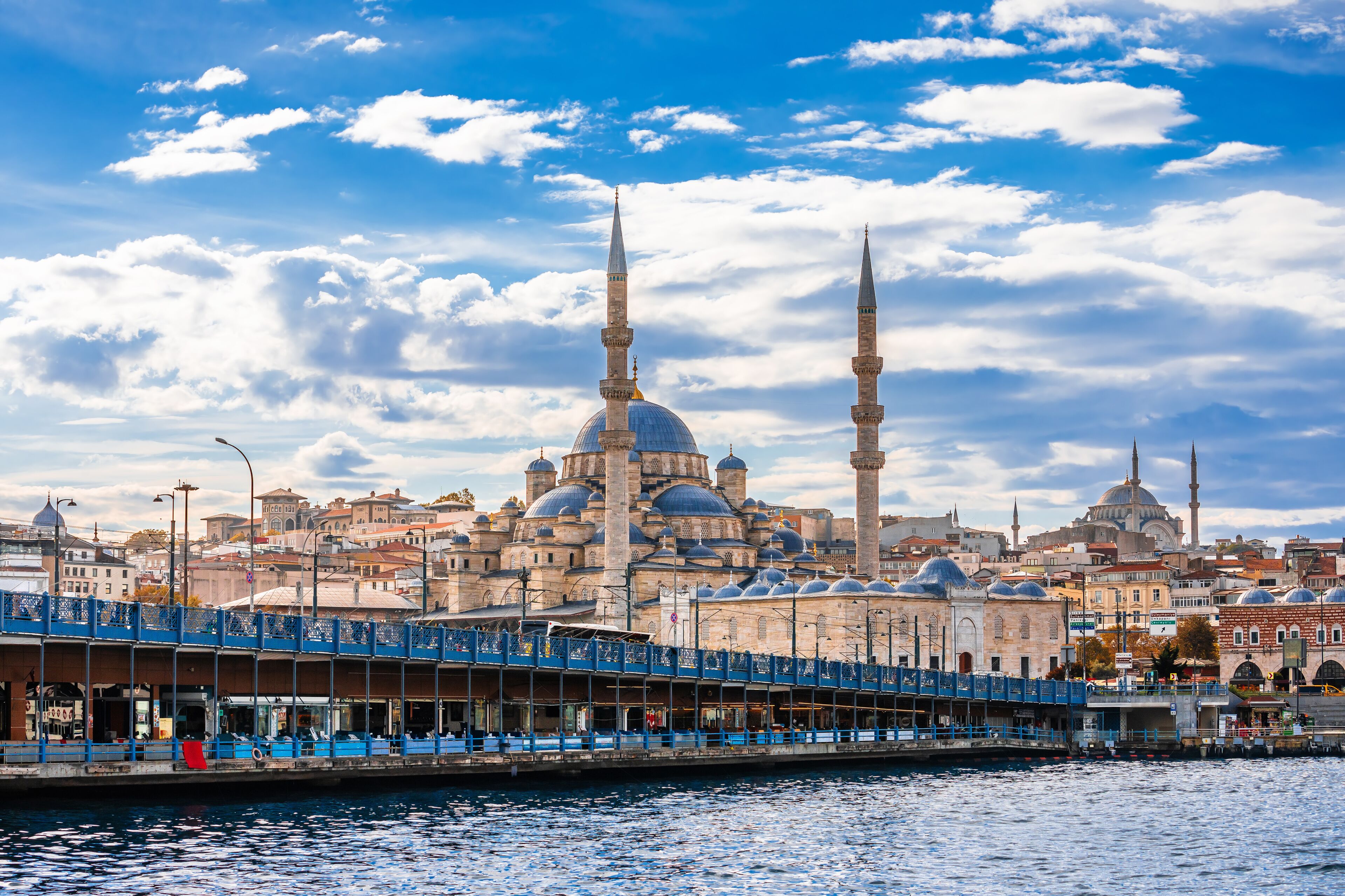 Galata Bridge and Yeni Mosque scenic view in Istanbul