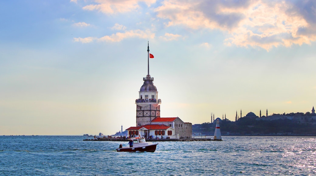 Maiden's tower in Istanbul and View of historical peninsula