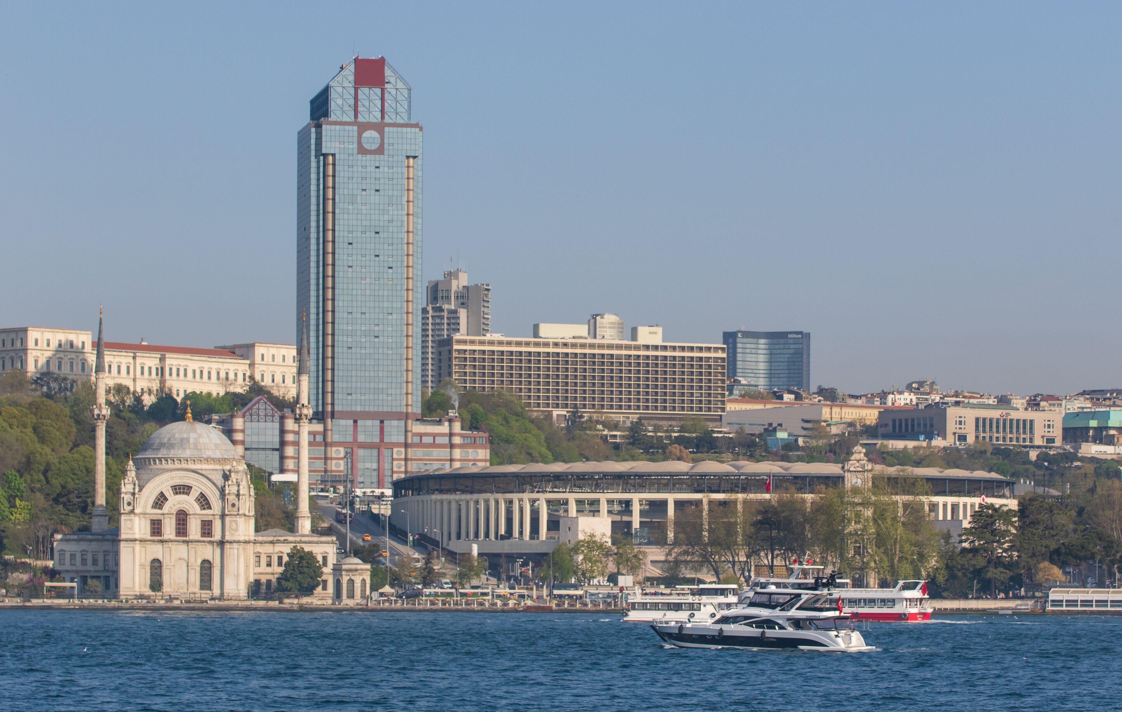 Istanbul, Turkey - one of the busiest district on the european side of Istanbul, Besiktas puts together modern architecture and historical landmarks. Here in particular its skyline