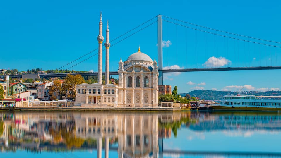 Ortakoy mosque and Bosphorus bridge, Istanbul, Turkey