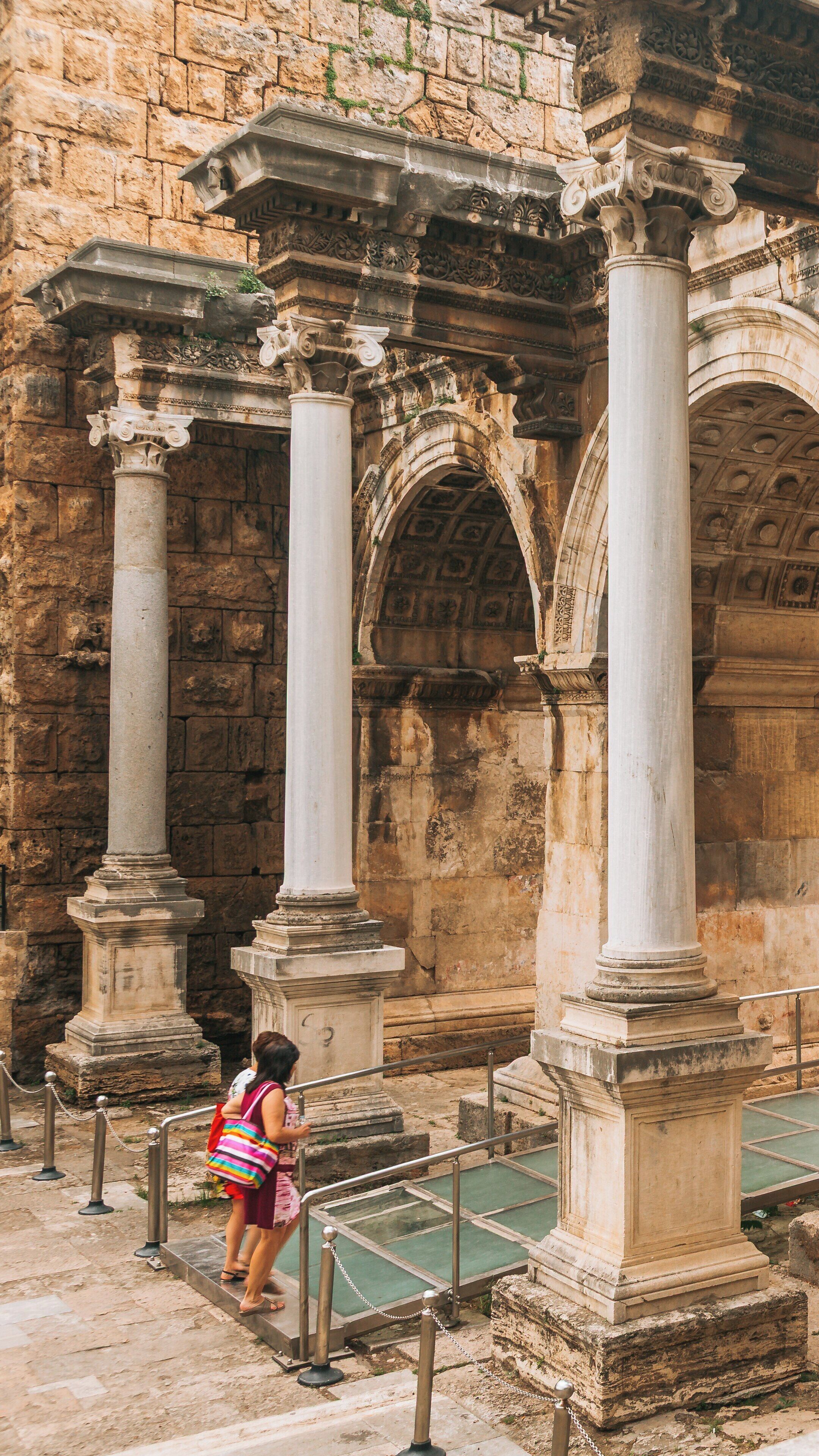 Visit Hadrian's Gate in Antalya City Centre, an iconic ancient structure showcasing Roman architecture and rich history from the Antalya Region of Türkiye