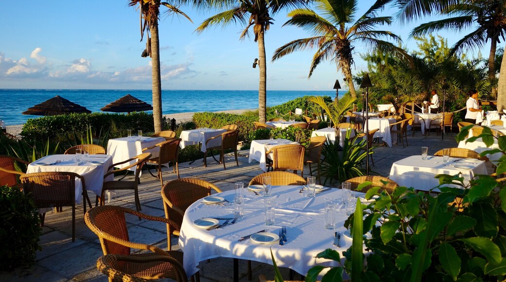 Grace Bay Beach featuring tropical scenes, general coastal views and outdoor eating
