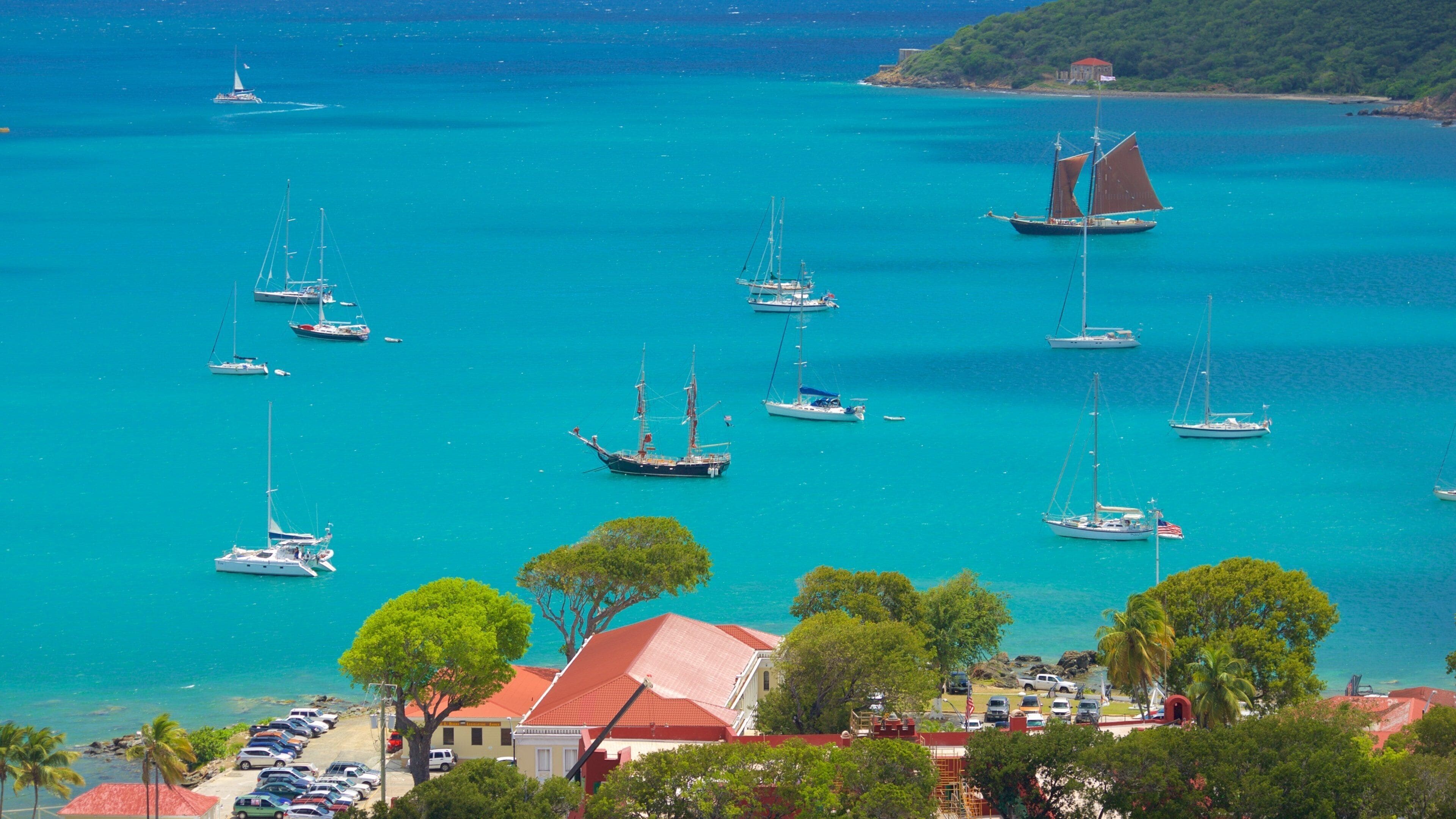 Blackbeard\'s Castle featuring a bay or harbor
