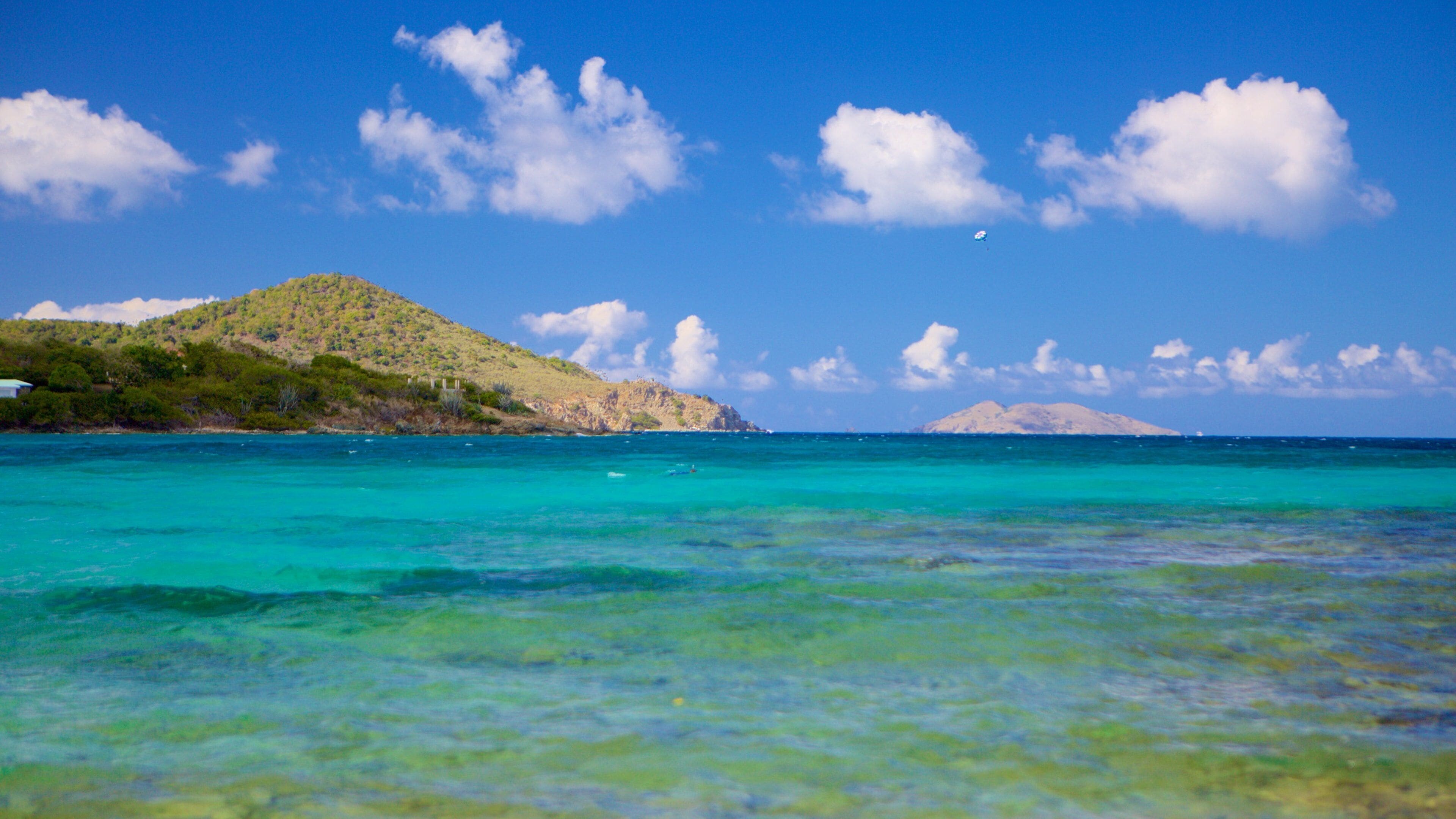 Sapphire Beach som viser udsigt over kystområde og klippekystlinje