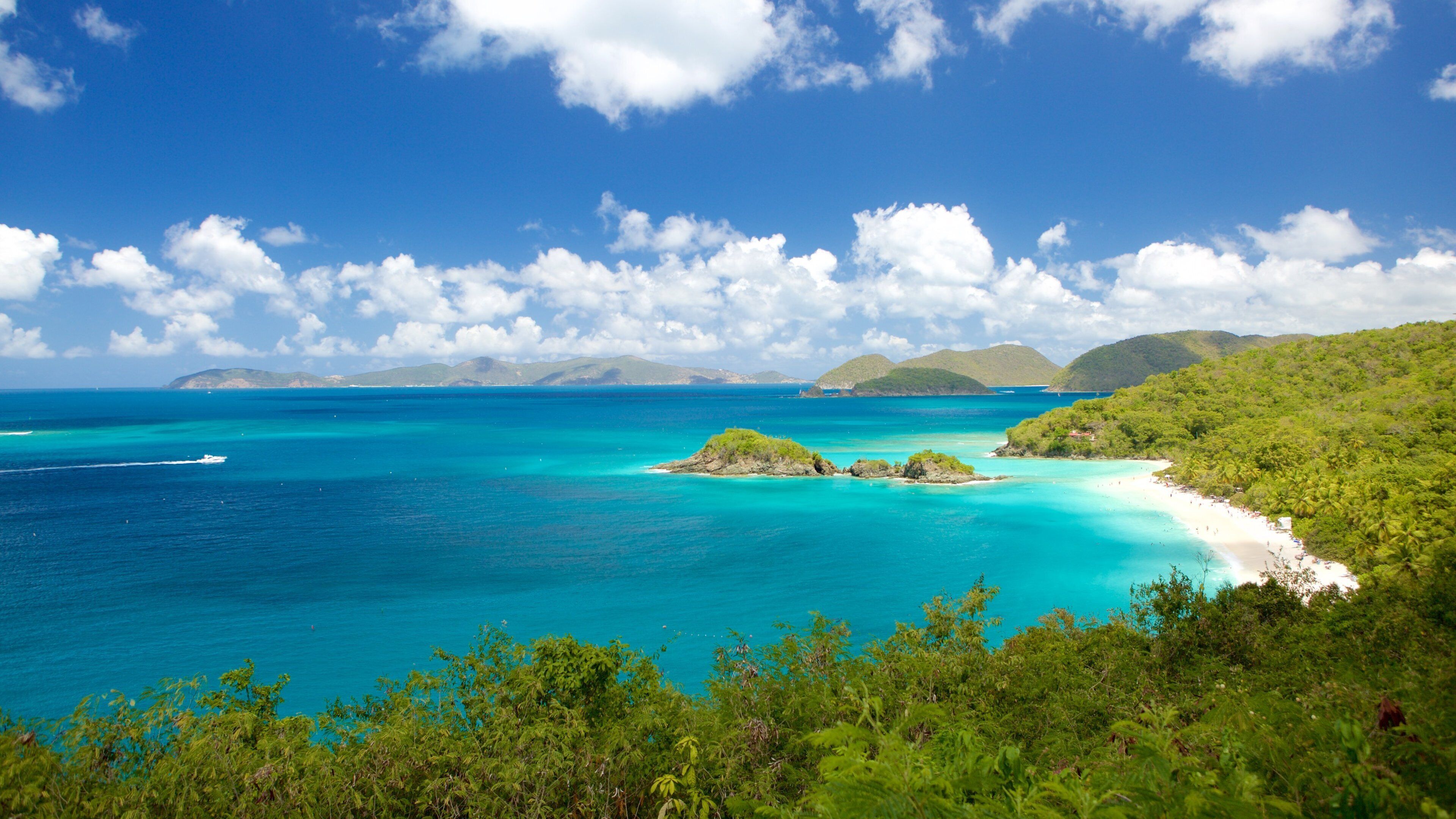 Trunk Bay das einen allgemeine Küstenansicht