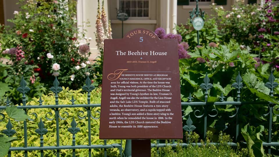 Beehive House featuring signage