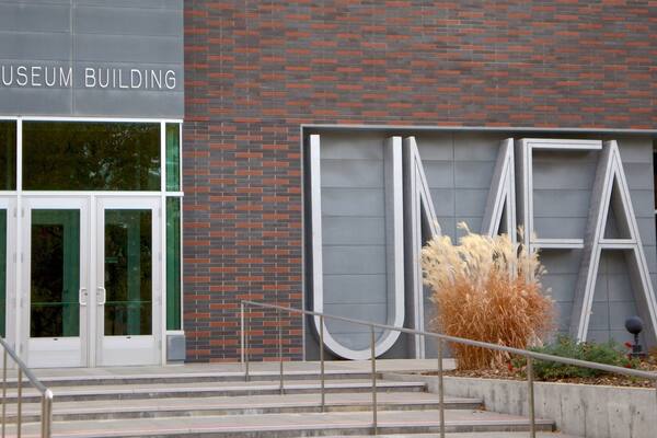 Utah Museum of Fine Art which includes signage and art