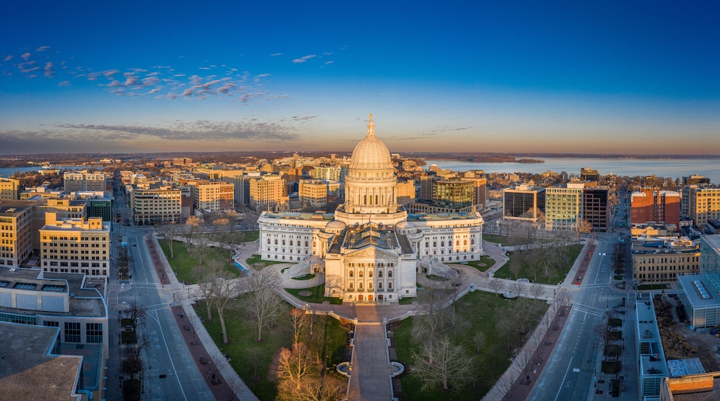 Madison Wisconsin Isthmus and Capitol at sunrise