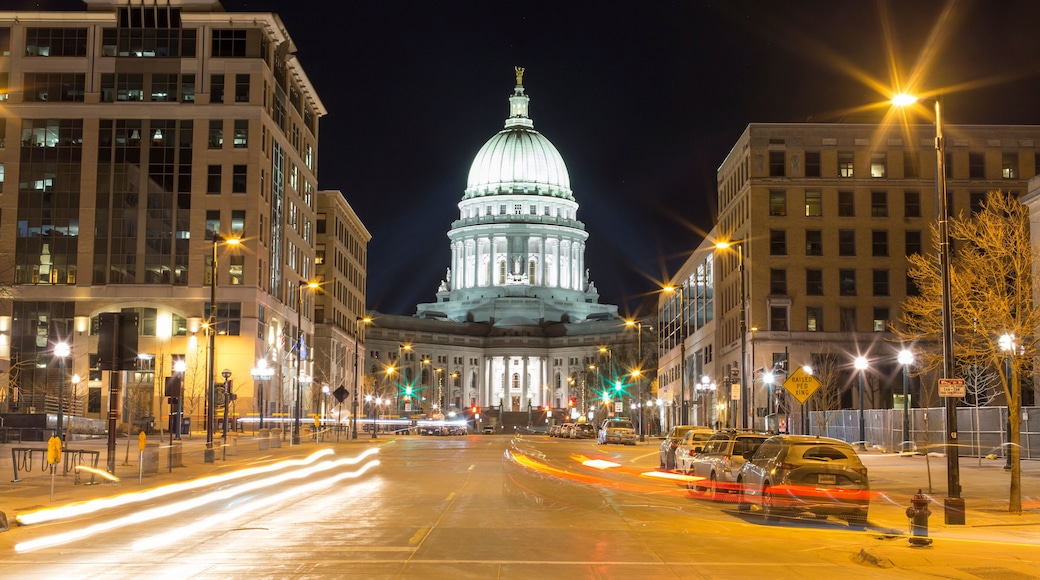Downtown Madison, Wisconsin long exposure at night