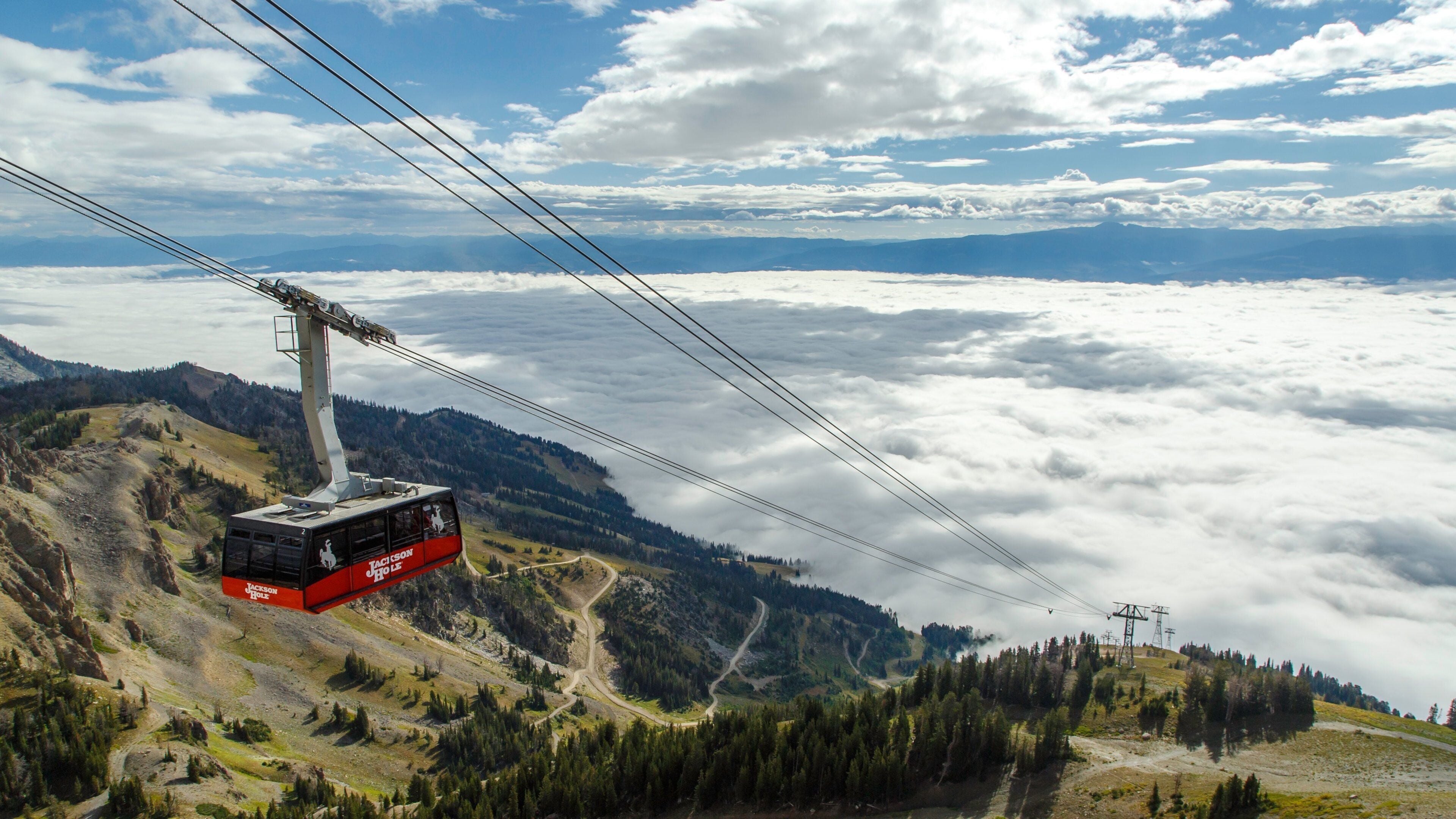 Een kabelbaan bij Jackson Hole.