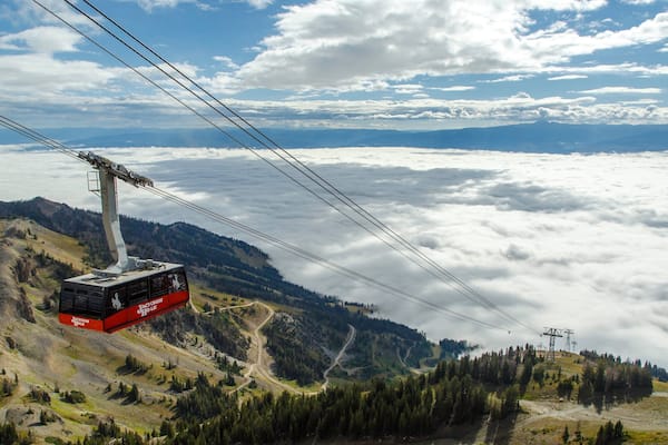 A cable car at Jackson Hole.