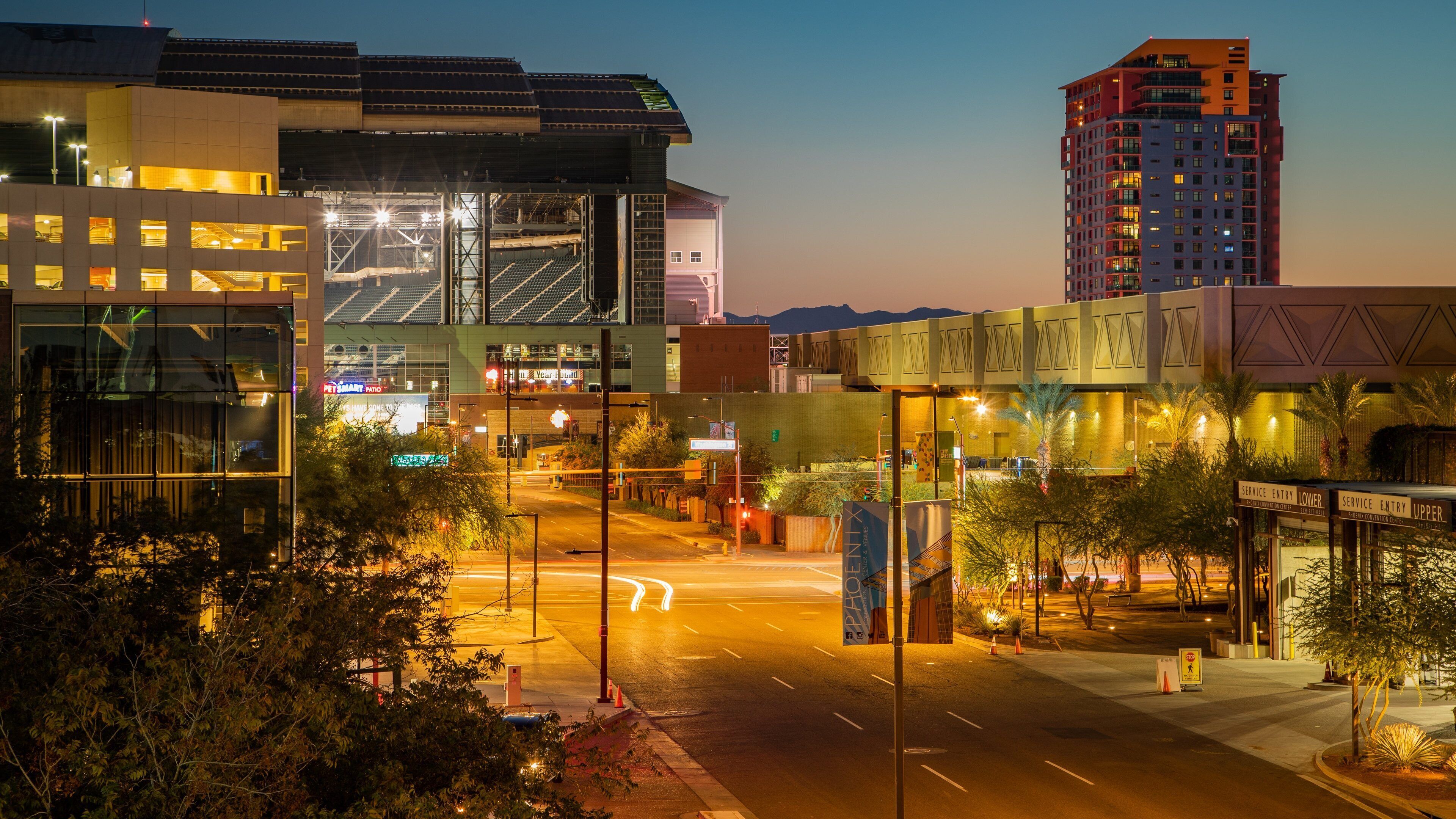 Chase Field featuring night scenes and a sunset