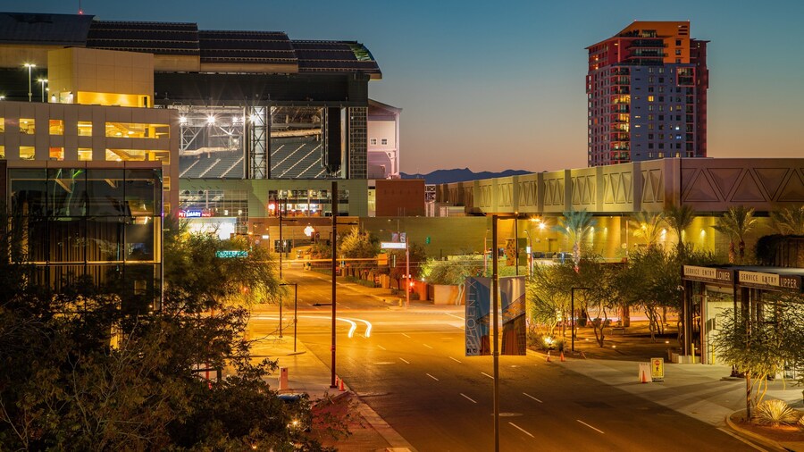 Chase Field featuring night scenes and a sunset