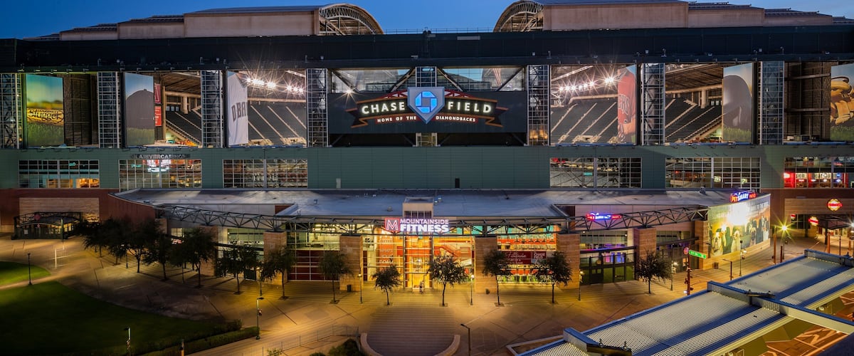 Chase Field featuring night scenes and signage
