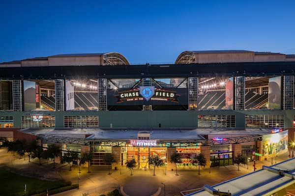 Chase Field featuring night scenes and signage