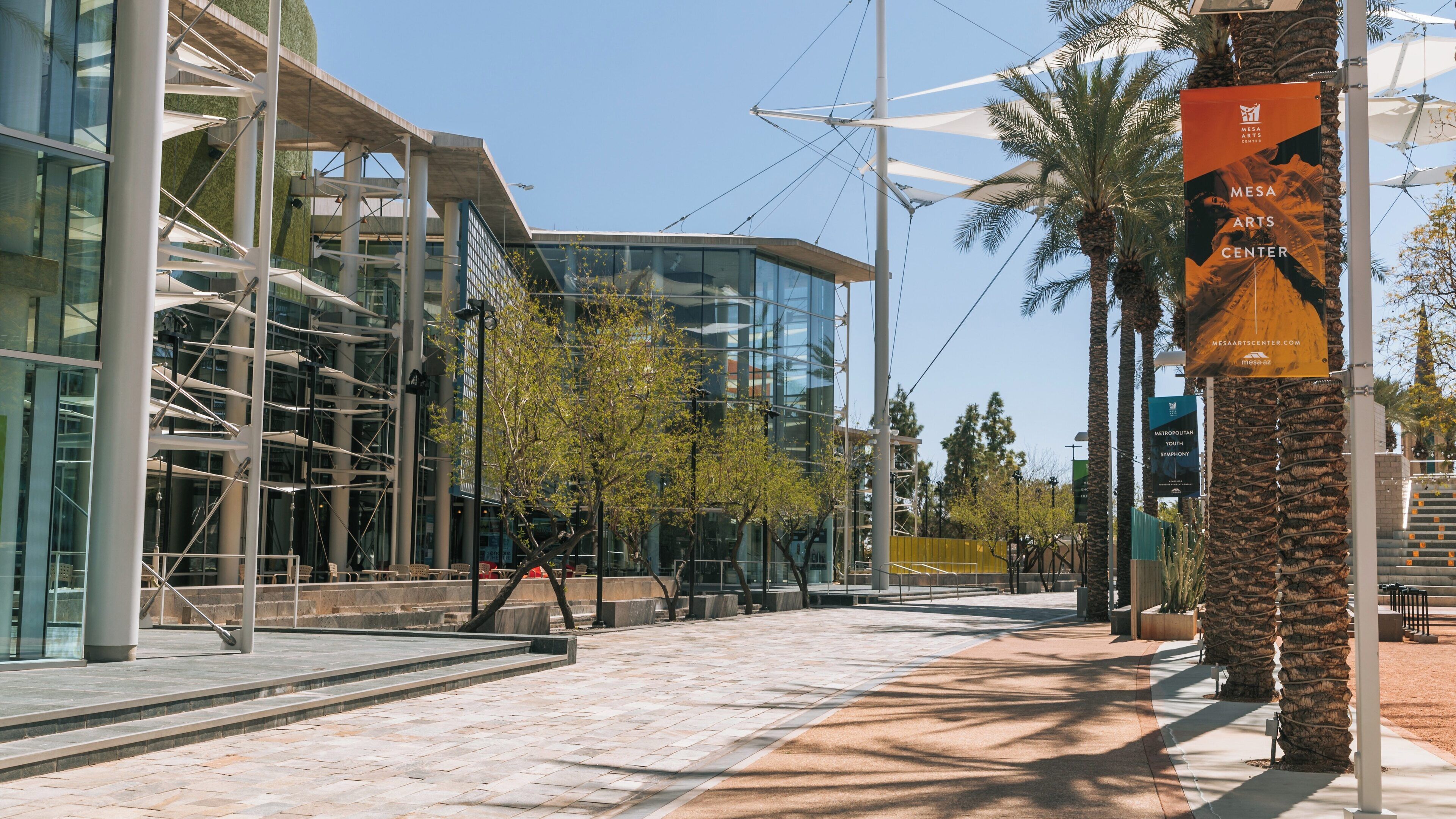 Mesa Arts Center showcases contemporary architecture and vibrant public spaces in Mesa, Arizona, inviting community engagement and artistic expression