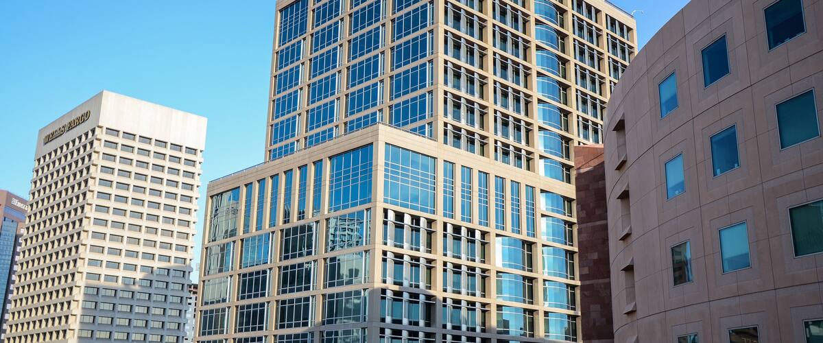 Phoenix City Hall building in Downtown Phoenix, Arizona on a clear summer day