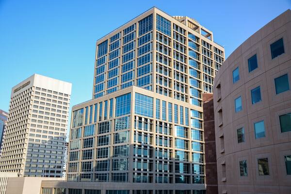 Phoenix City Hall building in Downtown Phoenix, Arizona on a clear summer day