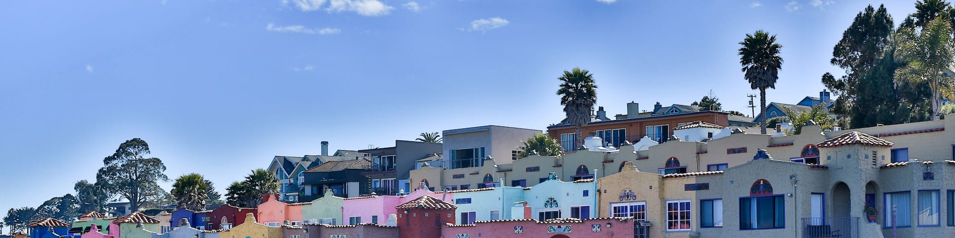 Capitola Venetian beach painted houses; Shutterstock ID 420693280