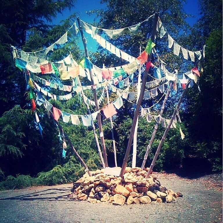 Tibetan prayer flags @ Quarryhill Hill Botanical Garden. 