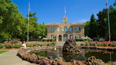 Sonoma Plaza ofreciendo un parque, elementos del patrimonio y una fuente