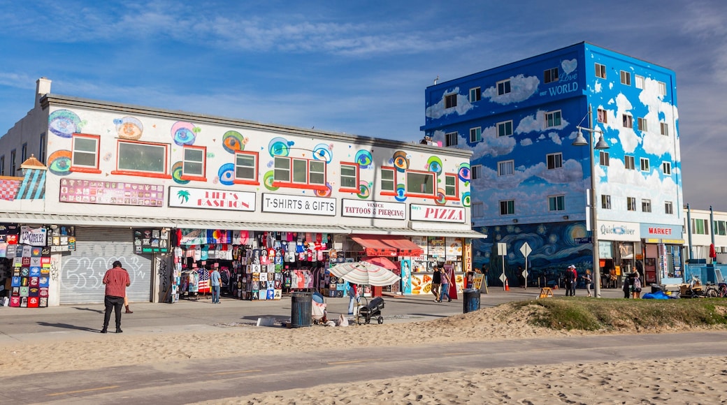 Venice Beach showing a sandy beach and a coastal town