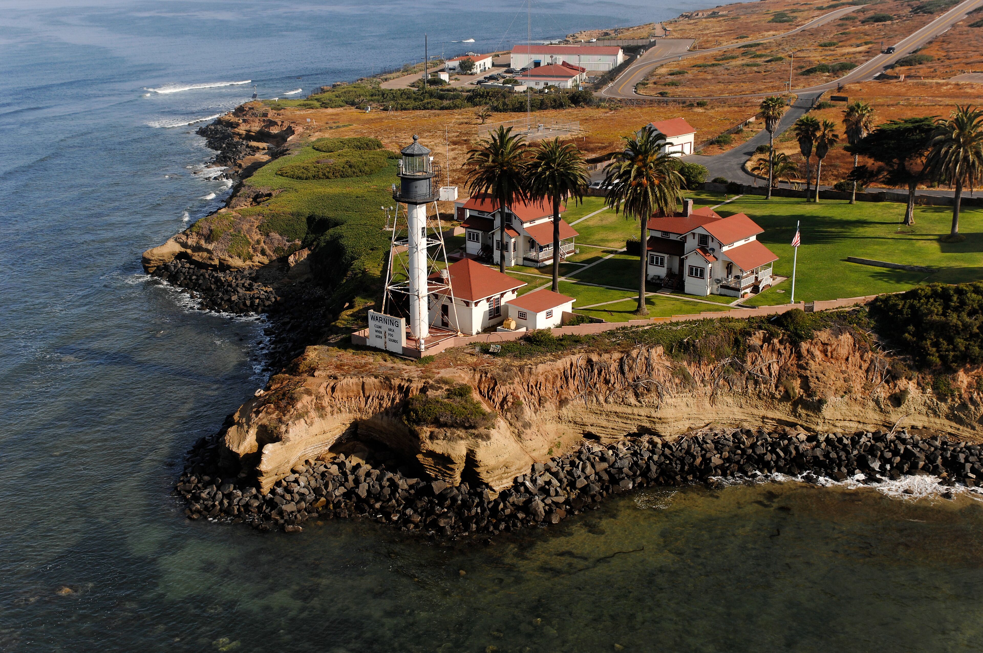 point loma lighthouse from helicopter