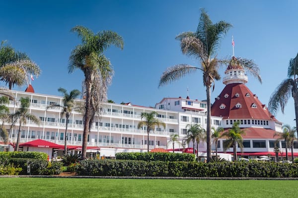 Coronado Beach which includes a hotel and a garden