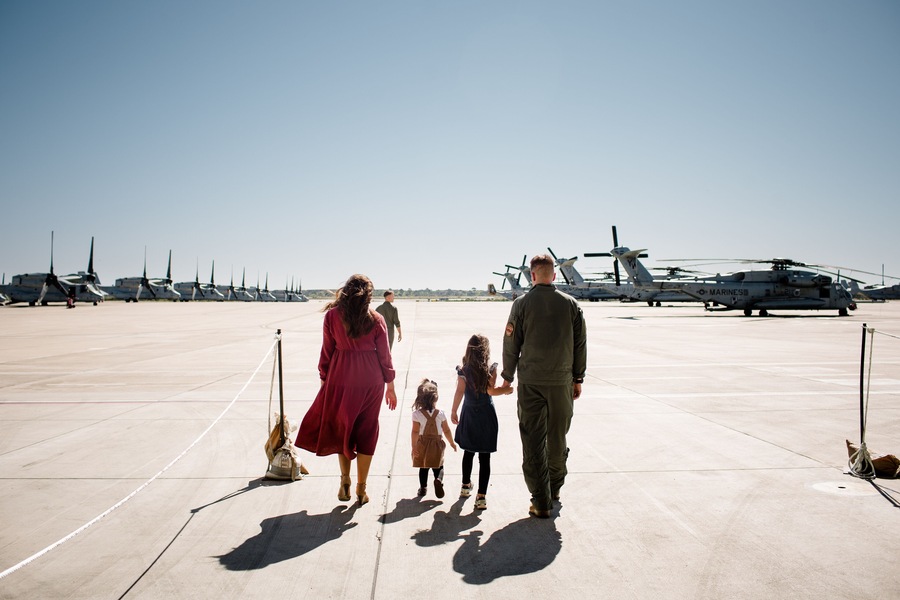Military Family Reuniting at Miramar in San Diego